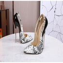 Hot ! Serpentine Pattern Shoes Women's 16cm Heels 2020 Metal Stiletto High Heels Sexy Snake Print Female Shoes 46 WZ