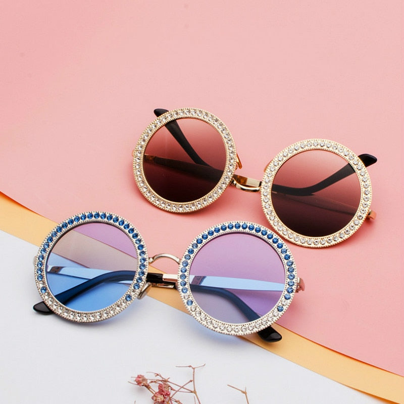 2022 Vintage Sunglasses Women gafas  luxury Brand Inlaid brick Sun glasses oculos de sol mujer oversize Round Big Sunglasses