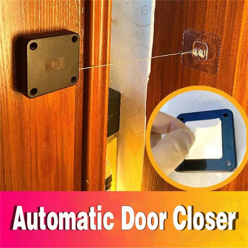 KK&FING Punch-free Automatic Door Closer 500g-1200g Wire Rope Retractable Automatic Recovery Coil Closing Device Door Hardware