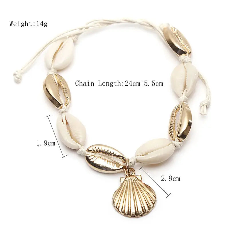 New Natural Shell Conch Rope Anklets For Women Foot Jewelry Summer Beach Barefoot Bracelet Ankle on Leg For Women 2019
