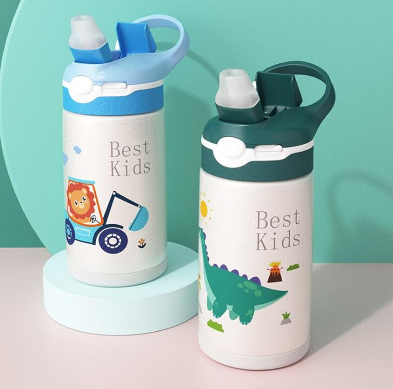 400ML Children Thermos Water Bottle Kids Thermos Mug Baby Duck Billed Straw 316 Stainless Steel Vacuum Flasks Tumbler Thermo Cup