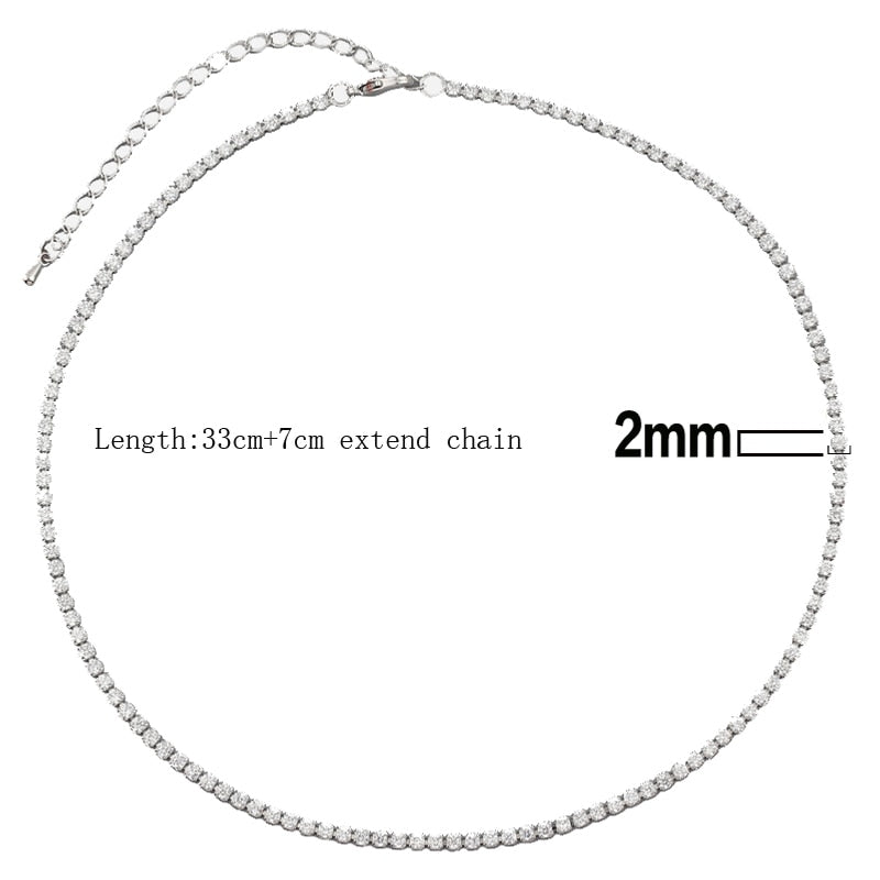 Sexy Short Sparking Rainbow Tennis Chain Chocker Necklace With AAA+ CZ Fashion Personality Women Collar Jewellery bijoux femme