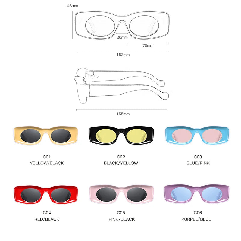 LeonLion Rectangle Oversized Sunglasses Women Luxury Brand Eyewear Women/Men Punk Glasses for Women Retro Lunette Soleil Homme
