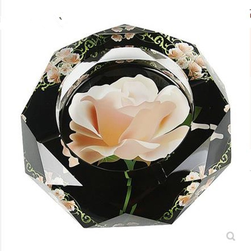 European-style crystal ashtray, home office, restaurant and bar desktop decorations, crystal crafts, 10 cm in diameter