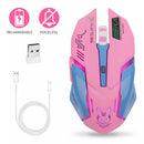 Rechargeable Wireless Mouse Silent Mouse Pink Luminous DVA Computer Gaming Mouse 2400DPI for PC Notebook Computers RGB Light