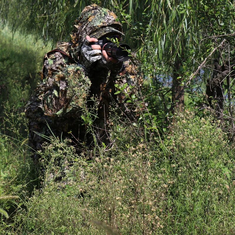 Sniper CS Bionic Camouflage Suit Men 3D Maple Leaf Ghillie Suits Jungle Woodland Hunting Clothes Invisible Camo Full Set