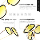 Square Vintage Designer Steam Punk Tony Stark Photochromic Sunglasses Polarized Men Yellow Lens Driving Glasses Oculos De Sol