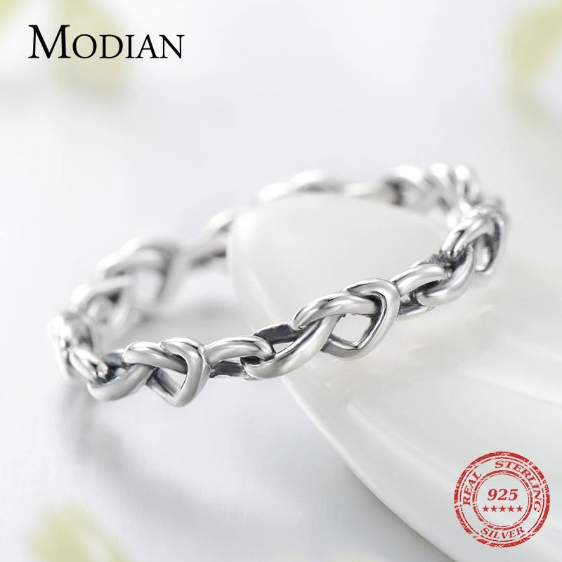 Modian Fashion Irregular Hearts Stackable Finger Ring for Women Real 925 Sterling Silver Wedding Engagement Jewelry Female Gifts