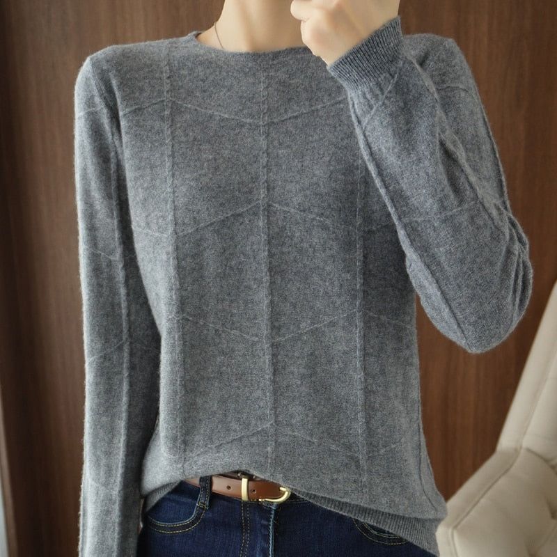 Ladies Round neck Sweater Fall/Winter 2021 New  Pullover Casual Knitted Top Large Size Long Sleeve Women&