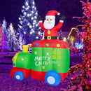 180cm Christmas Lighted Inflatable Santa Claus with Train LED Light Toy Christmas Outdoor Decoration Yard Prop Parties Ornament