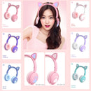 AIKSWE Bluetooth Headphones glowing cute LED Cat Ear Paw Girls Gift Kids Headset Wireless HIFI Stereo Bass 3.5mm Plug With Mic