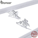 bamoer Silver 925 Jewelry Dancing Fairy with Wings Stud Earrings for Women Hypoallergenic Ear Pins Gifts for Kids BSE338