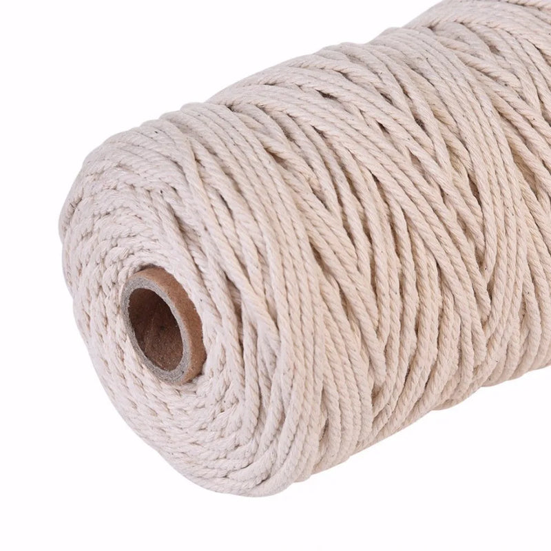 1pc 100% Natural Cotton Twisted Cord 1/2/3mm Diameter 200m/400m Length For DIY Home Textile Craft Macrame Artisan String