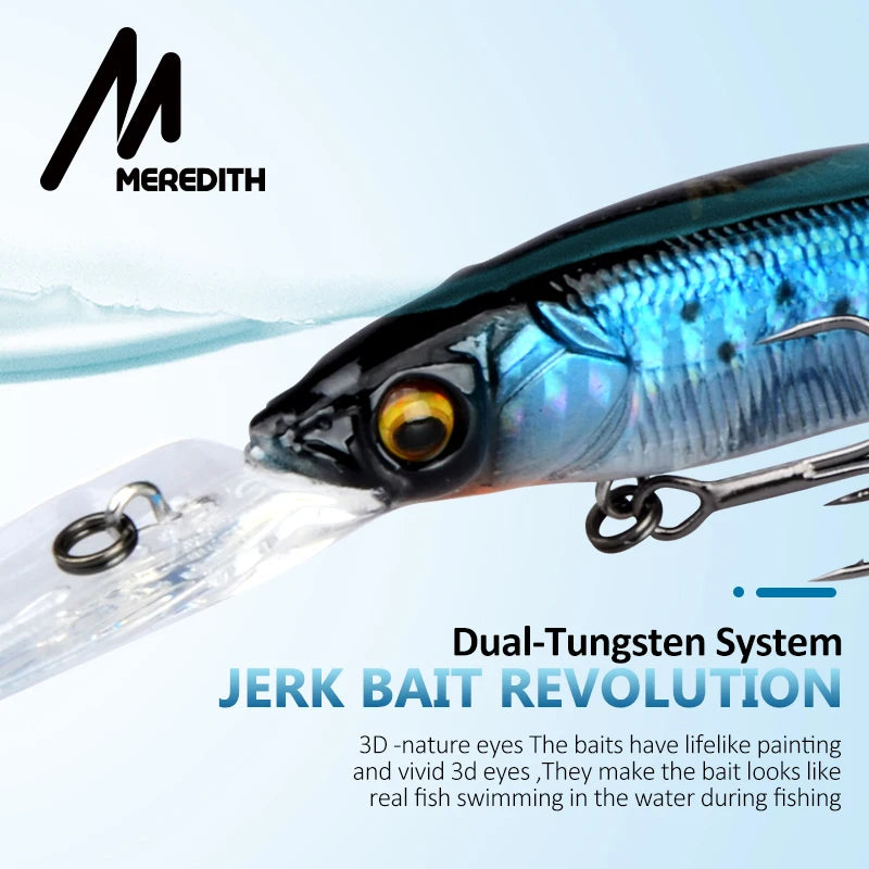 MEREDITH Slow Sinking or Flaoting 110mm Minnow Wobbler Fishing Lures Artificial Hard Bait Depth 0-3m Bass Pike Bait Tackle