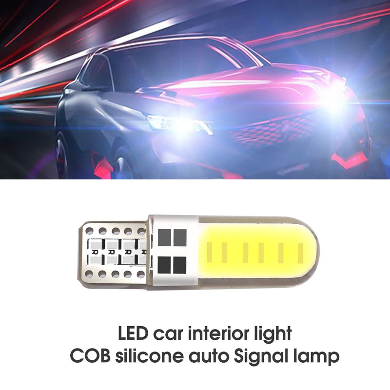 10PCS LED Car Interior Light COB Marker Lamp T10 W5W 12V 168 194 501 Side Wedge Parking Bulb Canbus Auto For Lada Car Styling