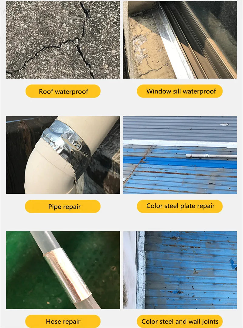 Aluminum Foil Butyl Rubber Tape Self Adhesive High temperature resistance Waterproof for Roof Pipe Repair Stop Leak Sticker