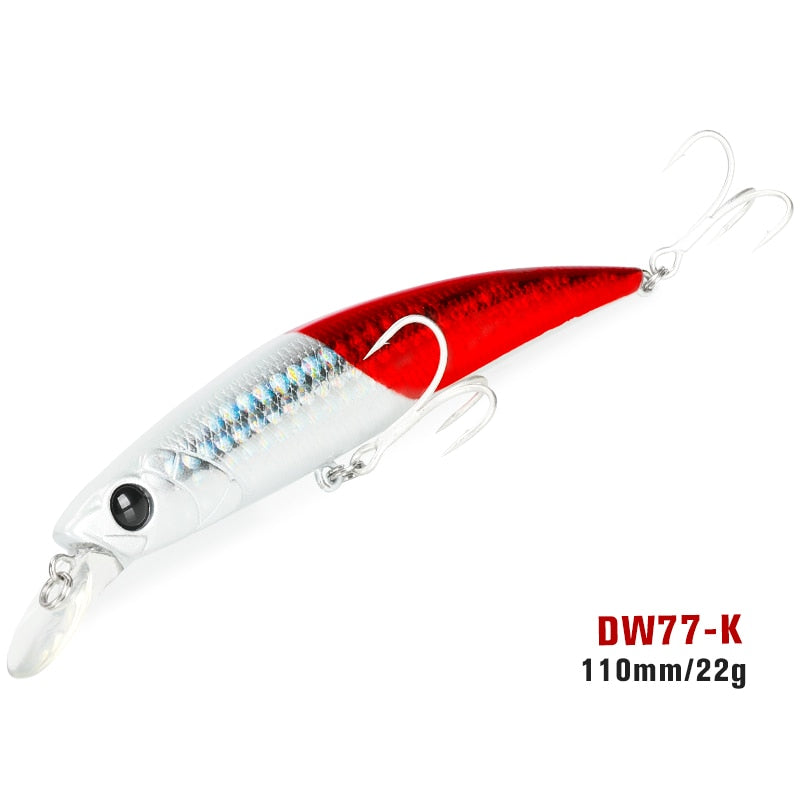 TSURINOYA 110S Long Casting Sinking Minnow Saltwater Fishing Lure DW77 110mm 22g Large Trout Pike River Lake Hard Baits Jerkbait