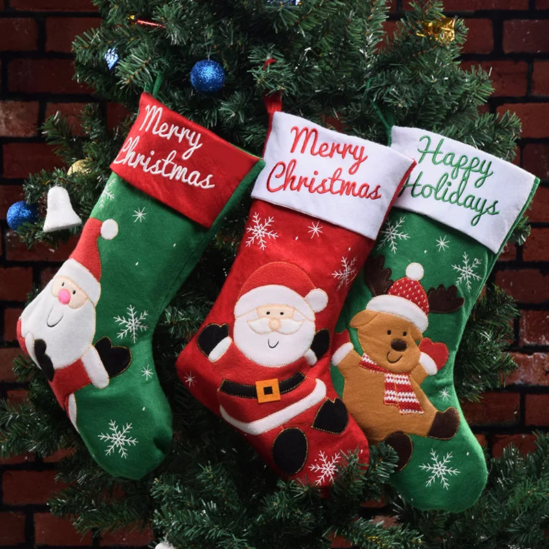 Knitted Christmas Stocking Socks Sack New Year Gift Candy Bags Christmas Decorations For Home Xmas Tree Hanging Ornaments Natal