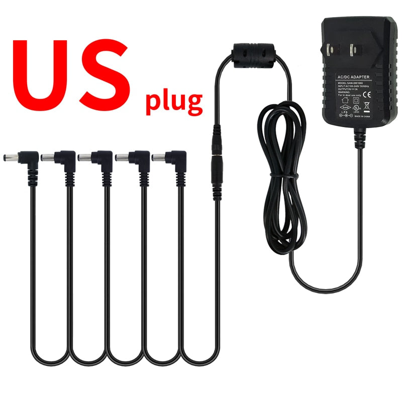 5 Way Electric Guitar Effect Pedal Power Supply Accessories Cables Adapter Daisy Chain Wire Pro 9V DC 1A US EU UK JP AU Plug Pod