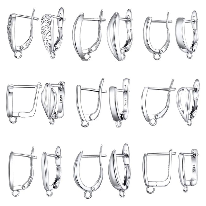 Hollow Design 925 Sterling Silver Ear Hooks Clasps Jewelry Findings Earrings For Women Geometric DIY Earwire Accessories