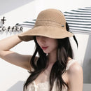 New Summer Bow Sun Hats Empty Top Hat Women UV Protction Caps Cutout Beach Hat Women Sun Cap Ribbon Knit Raffia Hat Sun Hat