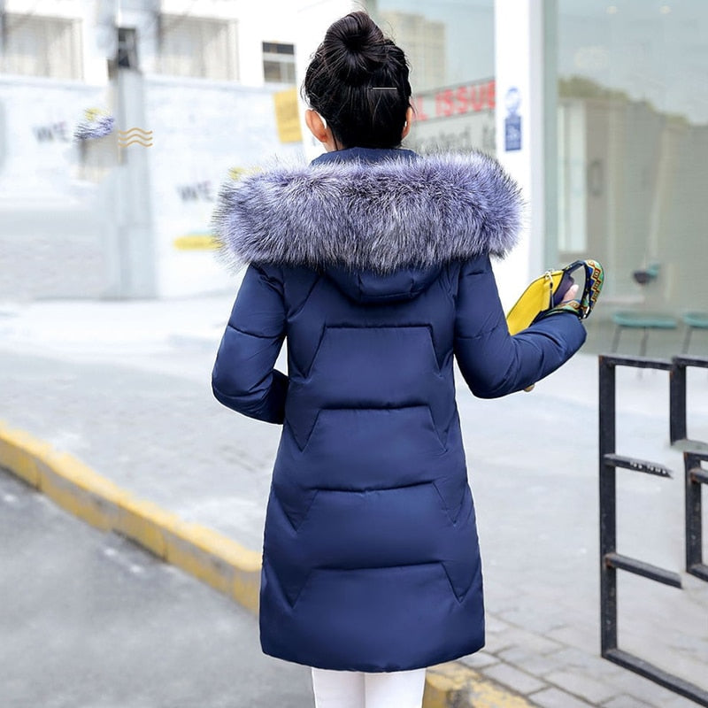 Fur collar winter coat ladies thick warm hooded long jacket women elegant slim white cotton parka women outwear 2019 new DR653