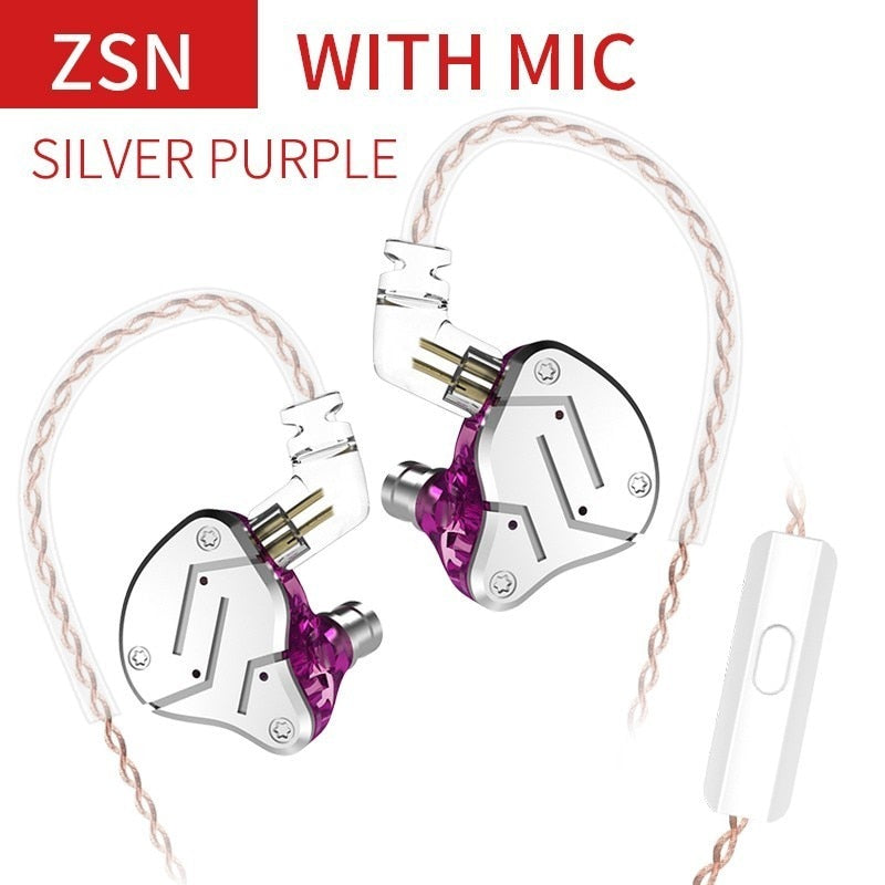 KZ ZSN Earphones 1DD+1BA Hybrid In Ear Monitor Noise Cancelling HiFi Music Earbuds Sports Stereo Bass Headset With Microphone