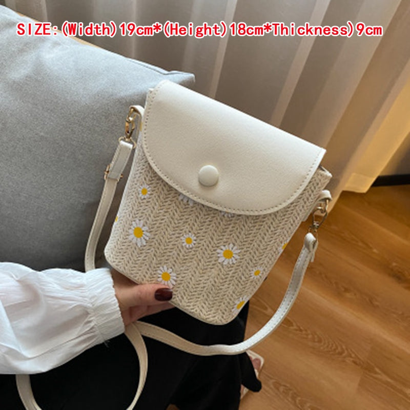 Small Straw Bucket Bags For Women 2020 Summer Crossbody Bags Lady Travel Purses and Handbags Female Shoulder Messenger Bag