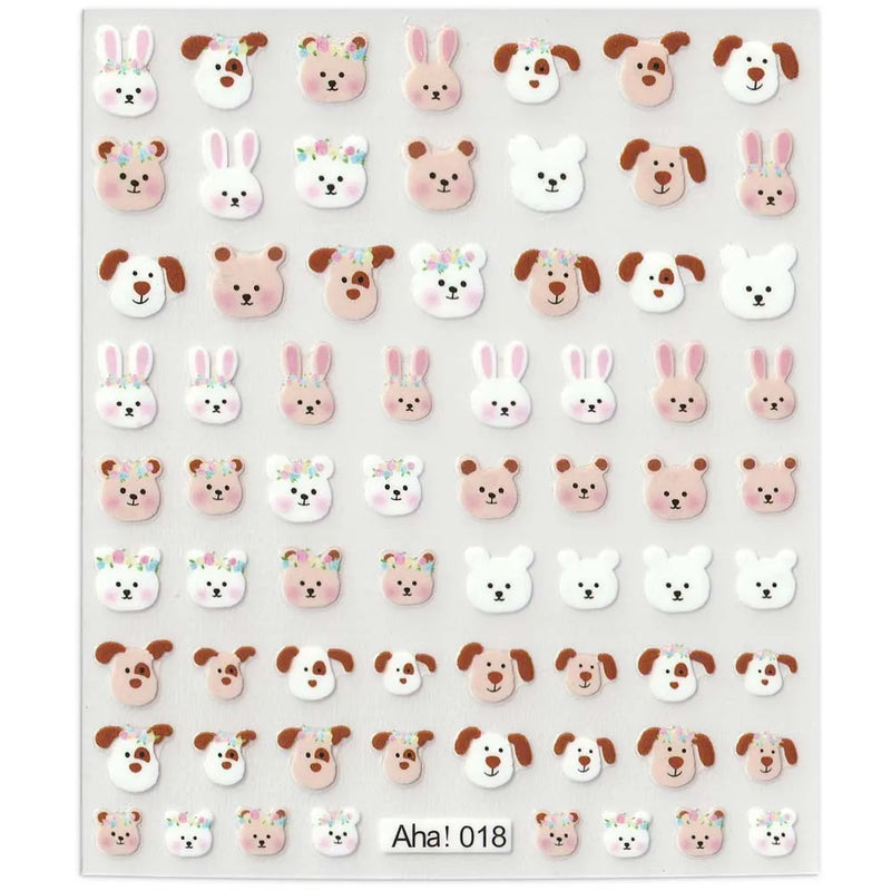 42Model Sticker Nail Decal 3D Adhesive Patch,Smile/Animal/Flower Nail Art Decorations Manicure Sticker Easter Day Design Decal-