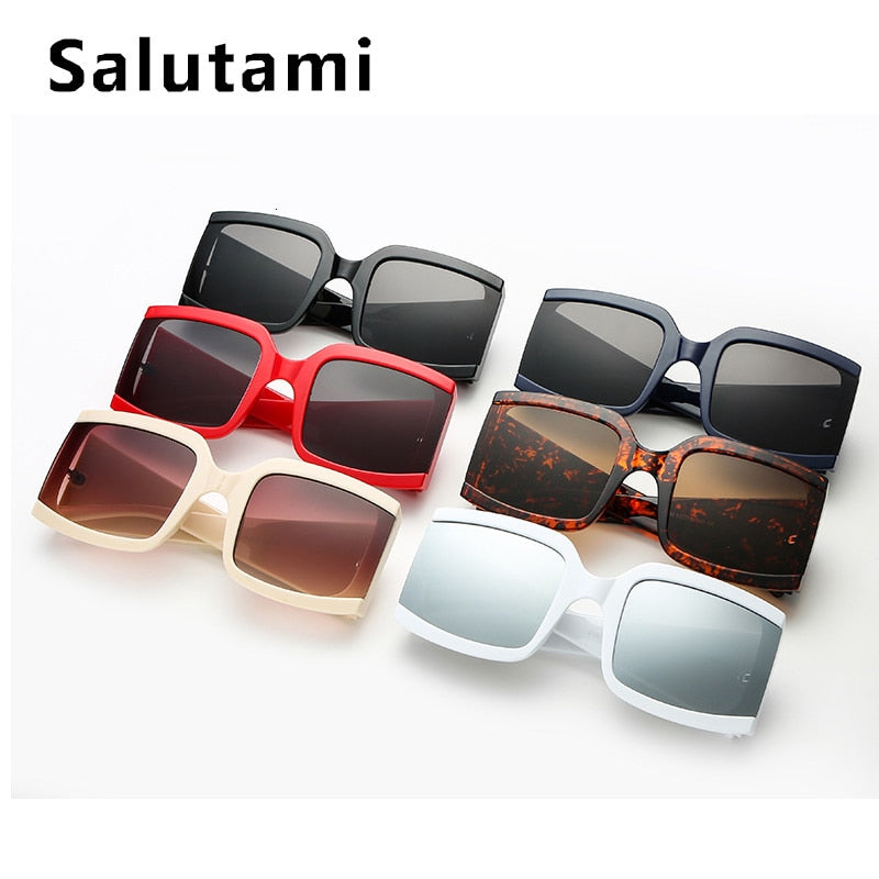 Oversized Square Sunglasses Women White Silver Mirror Rivet Sun Glasses 2020 Brand Men Eyewear Female Vintage Wide Leg Shades