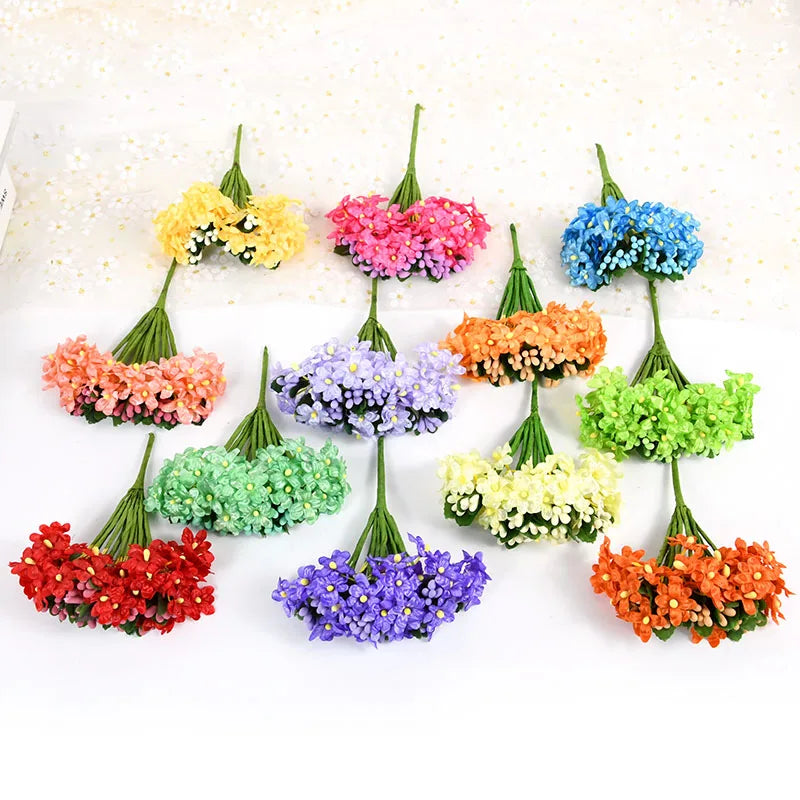 12/36pcs Artificial Daisy Flower Small Silk Flower Bouquet Wedding Party Decoration Home DIY Wreath Gift Box Scrapbook Supplies