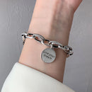 FOXANRY Stamp Thick Chain Necklace INS Fashion Hip Hop Vintage Design LOVE Heart Pendant Thai Silver Party Jewelry