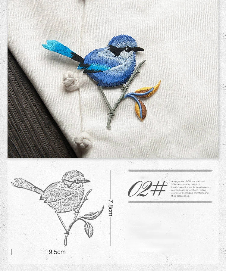 Bird Iron on Patches for Clothing Animal of The Breach Embroidery Applique DIY Hat Coat Dress Pants Accessories Cloth Sticker