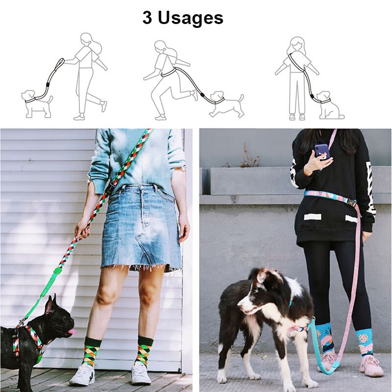 Matching Hands Free Running Dog Harness And Leash Set Training Designer Stylish Pink Dog Strap Harness Lead Retractable Walking