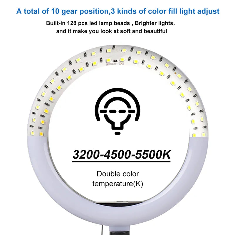 Photo Lights 26cm/10in Circle Ring Light Dimmable Luces LED Selfie USB Plug Lamp For Tiktok Video Studio Light With Tripod Stand