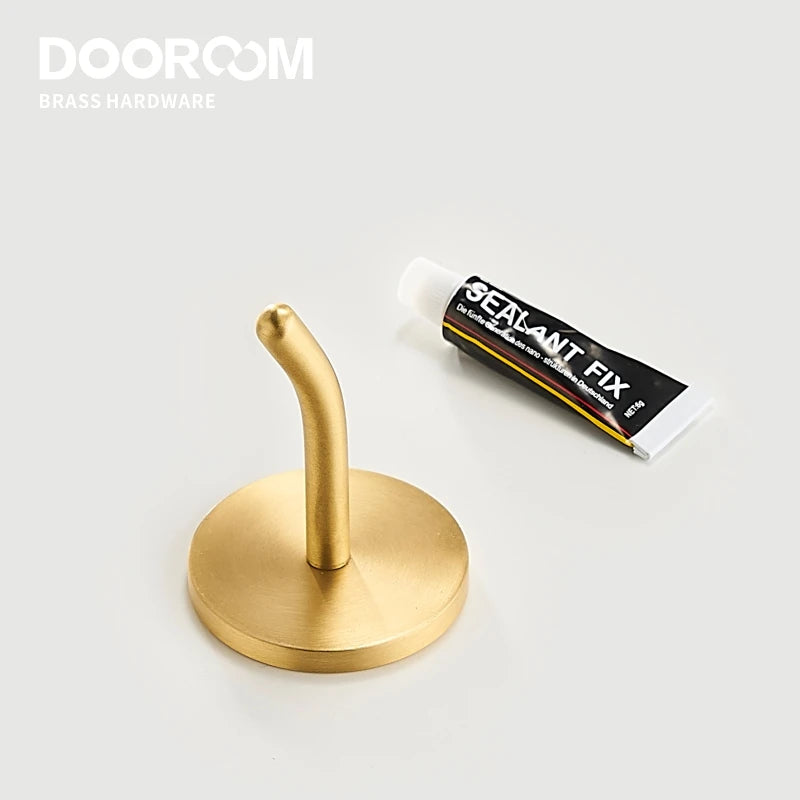 Dooroom Brass Punch Free Bearing Hooks Bathroom Indoor Kitchen Hallway Wall Clothes Hooks Wall Hangings Row Hooks Nordic