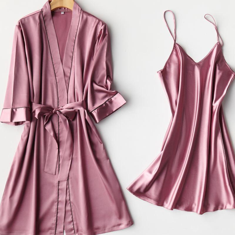 Satin Bride Bridesmaid Wedding Robe Women Soft Homewear 2PCS Sleepwear Summer New Nightdress Silky Intimate Lingerie Nightwear