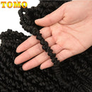 TOMO Pre-twisted Passion Twist Crochet Hair 8 Inch Ombre Synthetic Bomb Twist Braids Short Wavy Curly Spring Twist Crochet Hair