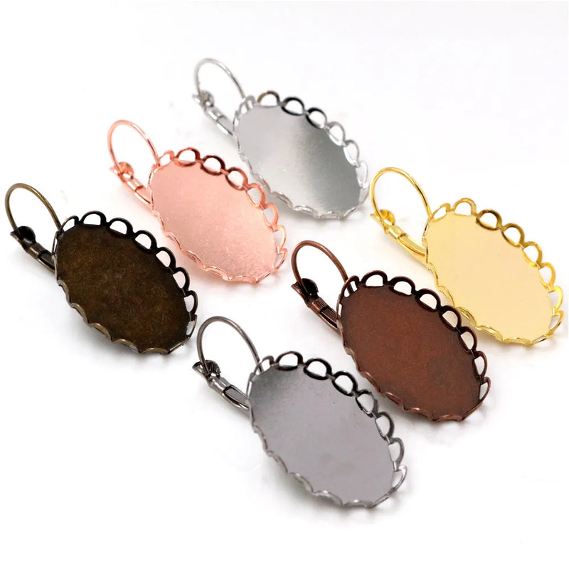 13x18mm 18x25mm 10pcs 7 Colors plated French Lever Back Earrings Blank/Base,Fit 13x18/18x25mm Oval glass cabochons