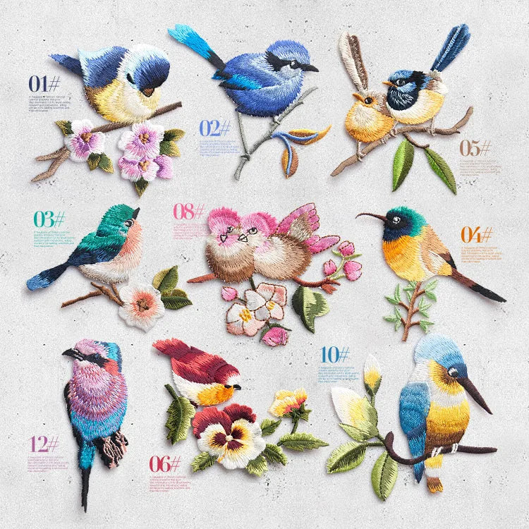 Bird Iron on Patches for Clothing Animal of The Breach Embroidery Applique DIY Hat Coat Dress Pants Accessories Cloth Sticker