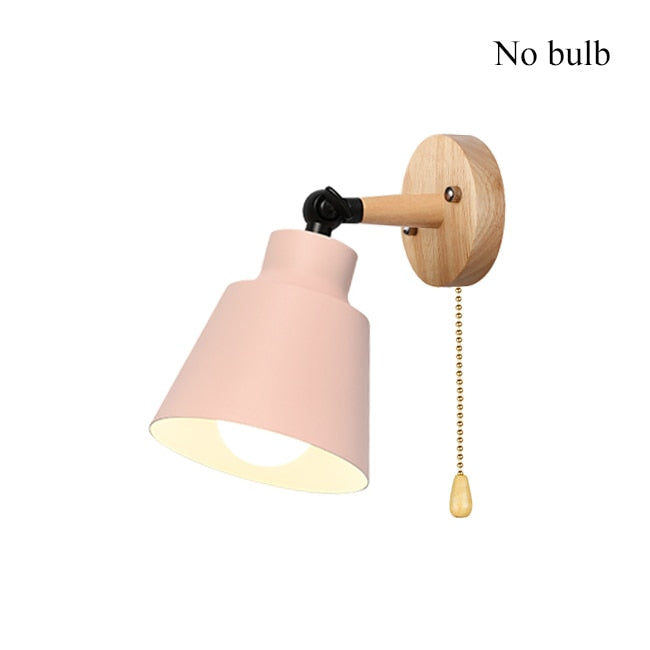 PHYVAL Wood Lamp Bedroom 10mm Wooden base Wall Lamp With Plug Macaron Modern Wall Sconce For Liviing Room