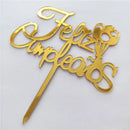 Golden Acrylic Happy Birthday Cake Topper Spanish language Birthday Party Cake Toppers For Kids holiday gifts Dessert Decoration