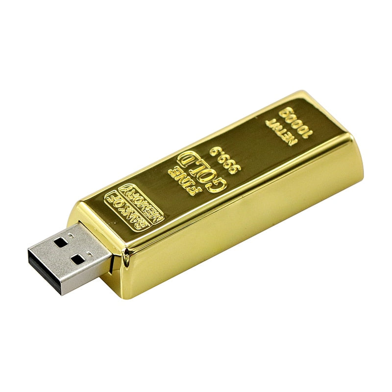 USB Flash Drive 128GB Latest Metal Bullion Gold Bar USB 2.0 Flash Drive 256GB Cle USB Memory Stick 8GB 16GB 32GB 64GB Pendrive