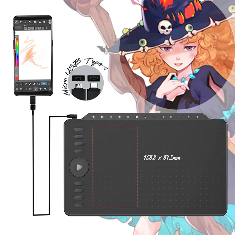 GAOMON M1220 12 Inch Drawing Graphic Tablet 8192 levels with 8 Express Keys & 13 Multimedia Keys Support Mac/Windows/Android OS