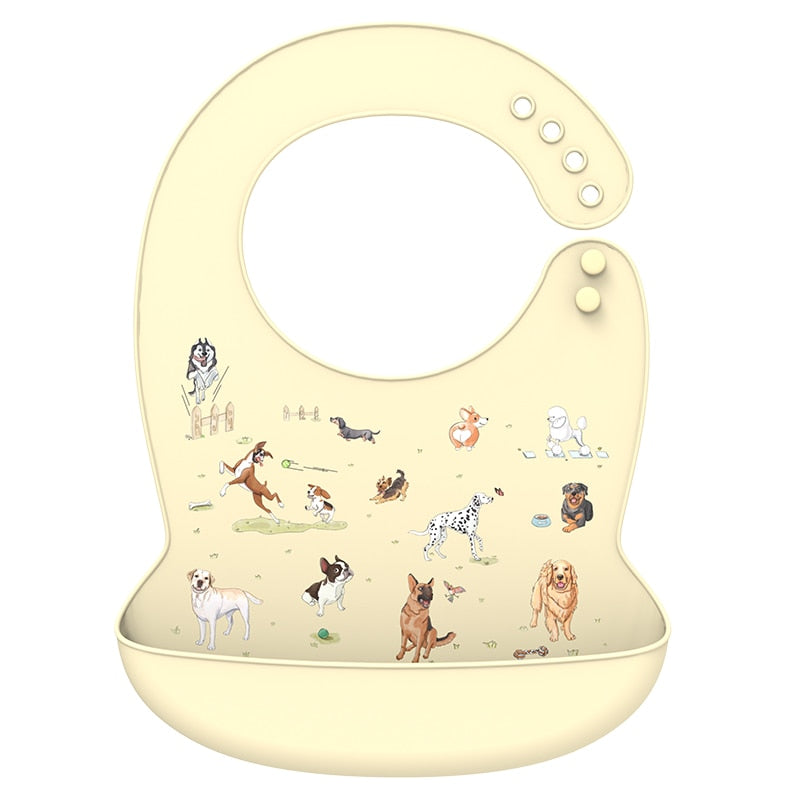 LOFCA 1pc Animal Cartoon Silicone Waterproof Bib Food Grade BPA&amp;PVC Free Silicone Soft Baby Bib Adjustable Easy Wash and Clean