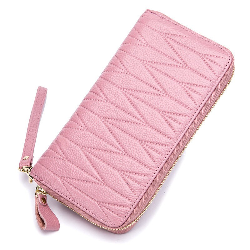 Genuine Leather Long Zipper Card Holder Wallets RFID Business Credit Card Holder Women Clutch Wallets Passport Holder Coin Purse