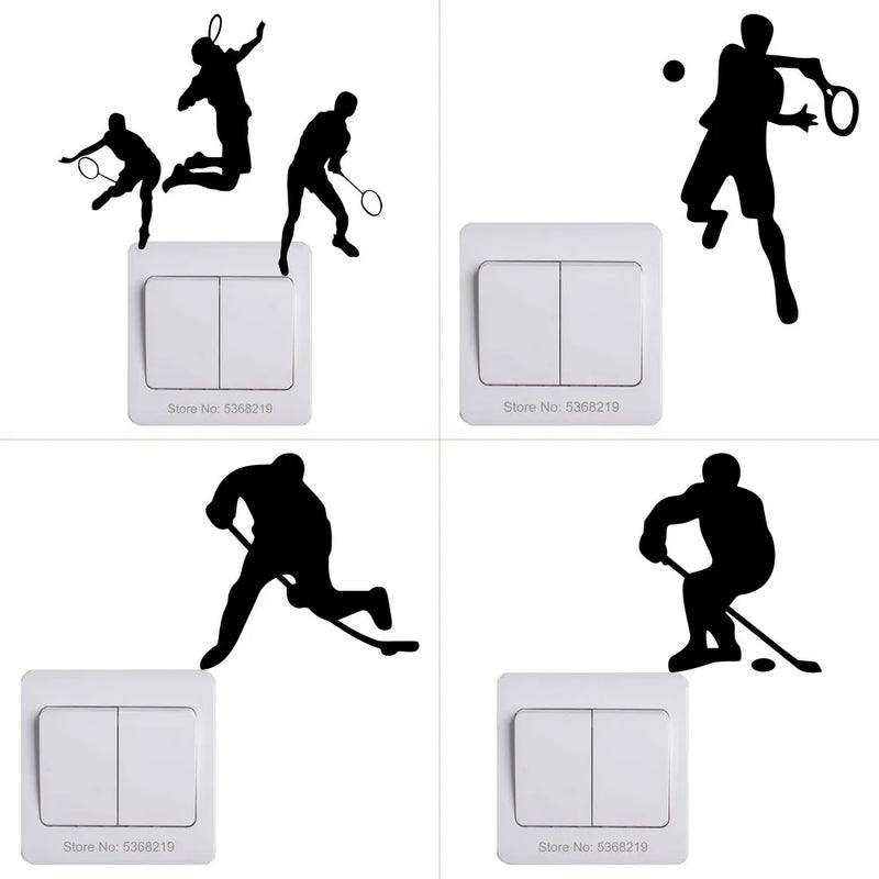 Kids Room Children Bedroom Wall Switch Decoration Sports Sticker Football/Basketball/Tennis/Figure Skating/Surfing/Yoga/Climbing