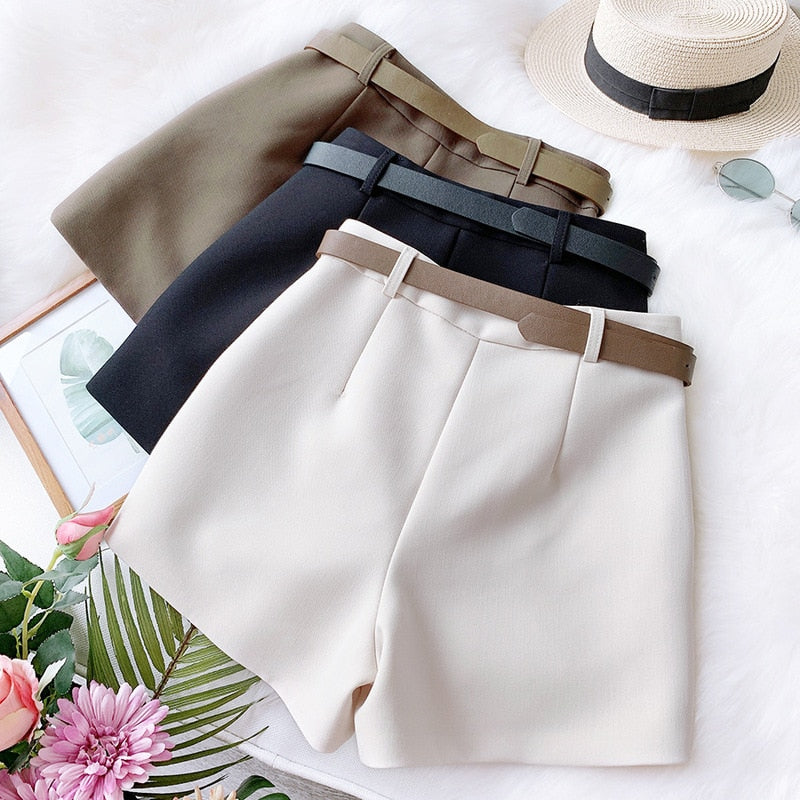 Summer Women Fashion Shorts High Waist Black White Short Trousers Women Casual Wide Leg Shorts Hrarjuku Spring Bottoms Femme