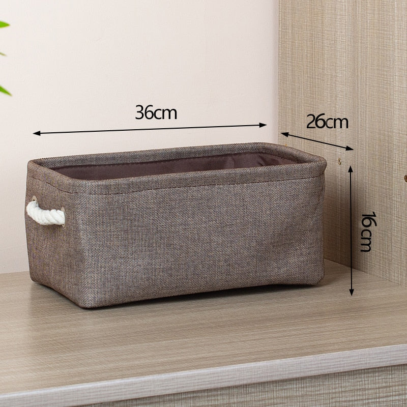 Cotton Linen Folding Storage Baskets Kids Toys Organizer Clothes and Sundries Storage Box Cabinet Storage Bag Laundry Basket