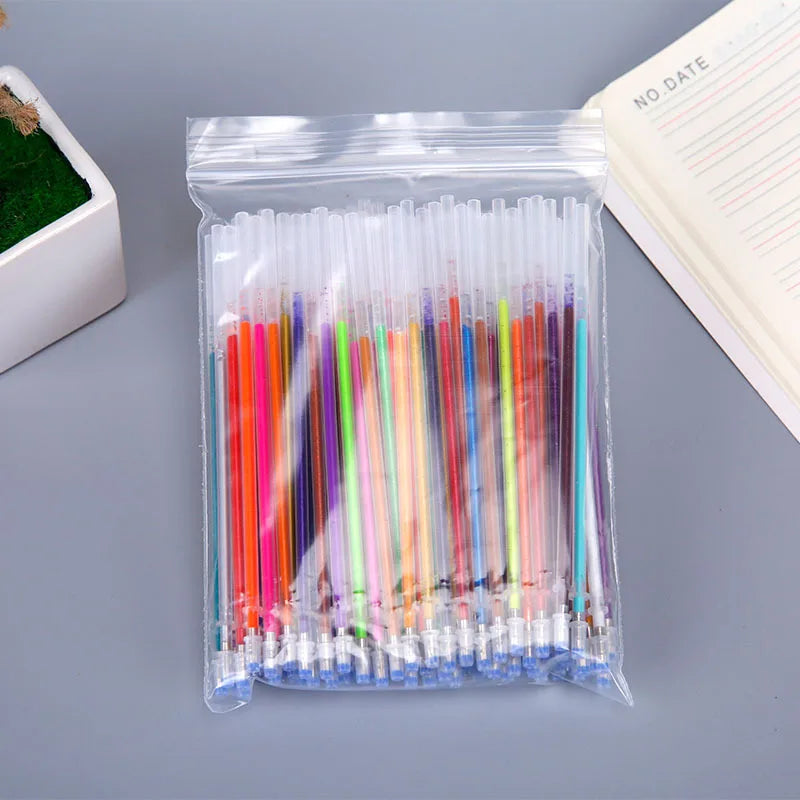 12/24/36/48/100Pcs Color Gel Pen Refill Rod 0.7mm Ball Pen Painting Gel Ink Pens Refills Glitter Highlighter DIY Graffiti Tools